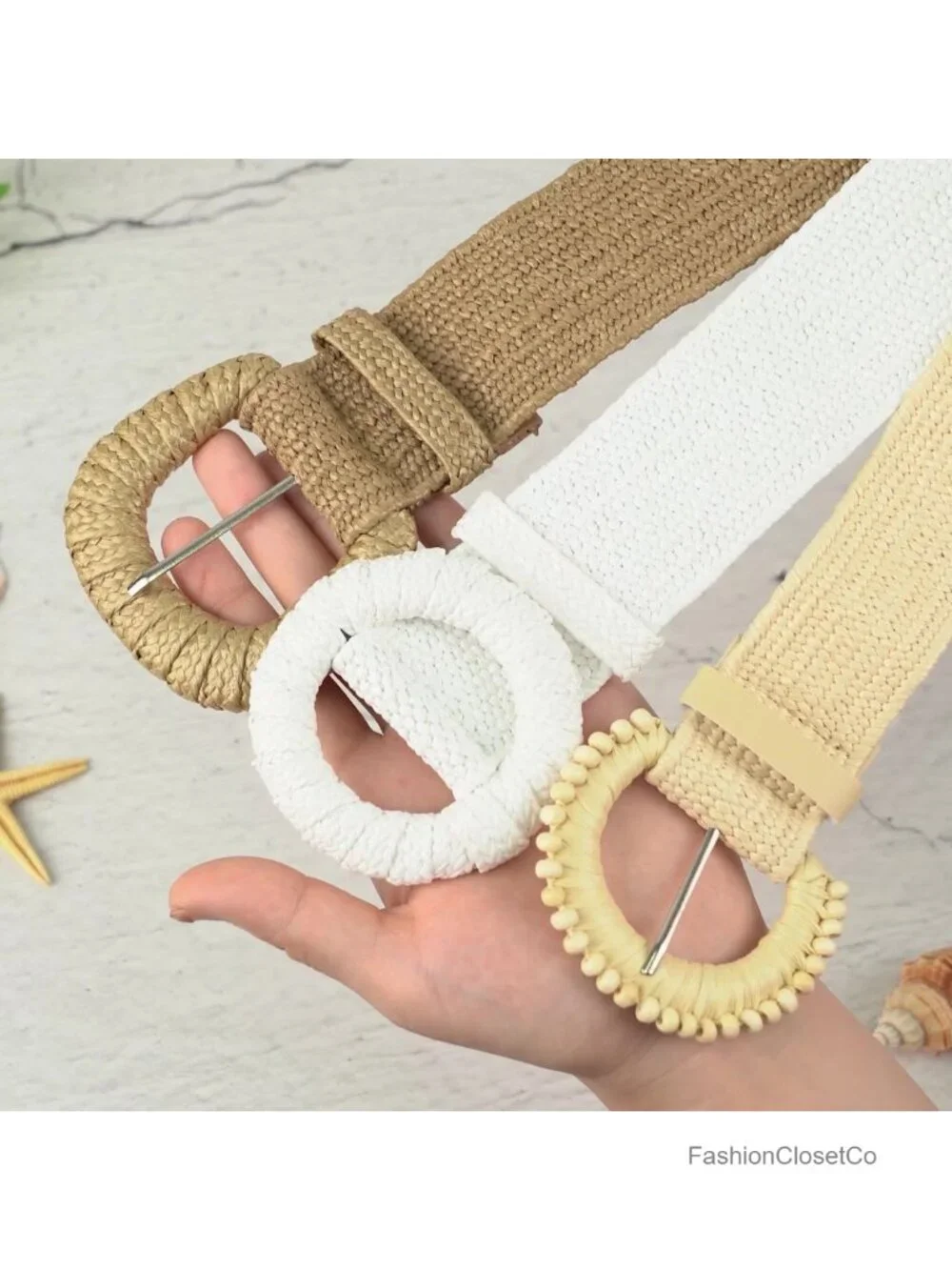 Straw Woven Elastic Belt for Women Stretchy Boho Waist Belt Rattan Raffia Belt